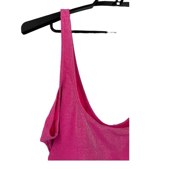 Good American Sparkle Metallic One-Piece Swimsuit pink size 8 (5XL) - Picture 2 of 5